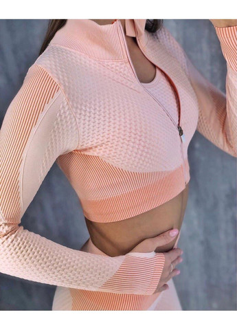 Жіночий фітнес костюм-трійка / Спортивний комплект жіночий рожевий топ, лосини, кофта / Жіночий костюм для фітнесу No Brand (367102117)