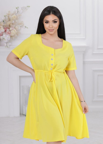 Жовтий повсякденний стильна сукня на ґудзиках Allthings однотонна