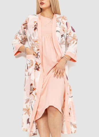 Комплект ночная рубашка + халат, цвет персиковый, Ager (292130881)