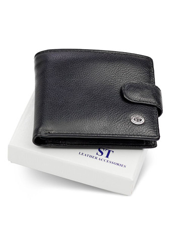 Классический мужской портмоне из натуральной кожи с монеткой на кнопке. st leather (298567697)