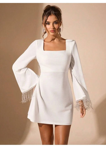 Белое праздничный, вечернее женское платье елегантное Style Point однотонное