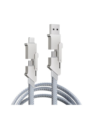 Кабель для швидкої зарядки та передачі даних USB Lightning Type-C сірий 1м, 4в1 100W No Brand (331162450)