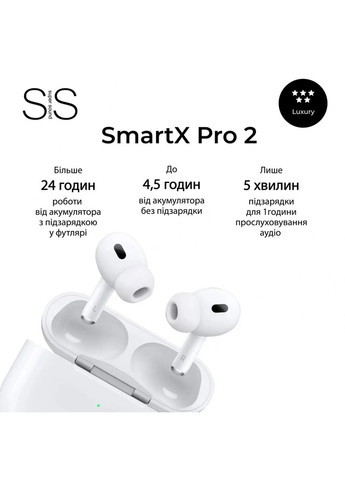 Беспроводные Bluetooth-наушники SmartX Pro 2 Luxury вакуумные, белые Lucky Day Shop (330828964)