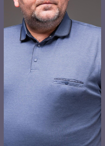 Синя футболка чоловіча поло батал синя з коротким рукавом No Brand