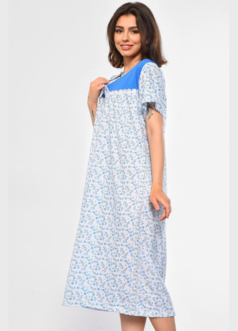 Ночнушка женская полубатальная белого цвета с цветочным принтом Let's Shop (296983848)