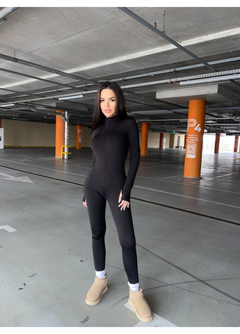 Жіночий термокомбінезон на флісі No Brand Р4942-398 комбінезон-брюки чорний