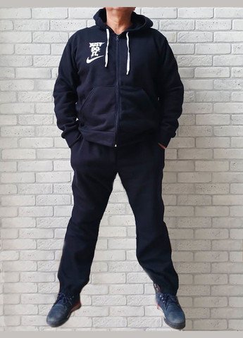 Синий зимний мужской зимний спортивный костюм большого размера теплый на флисе, батал, кофта с капюшоном и штаны, цвет синий No Brand