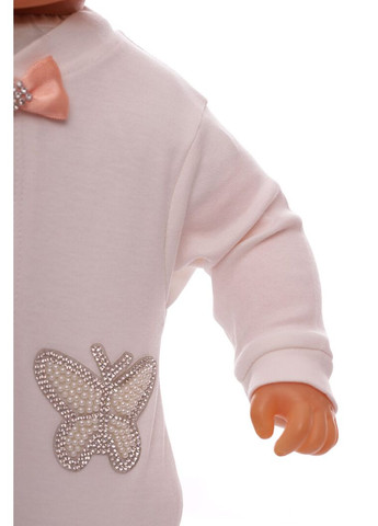 Человечек с шапкой и царапками для девочки Бабочка интерлок розовый (Уценка) 62 см (35503U) BABYKROHA (315423860)