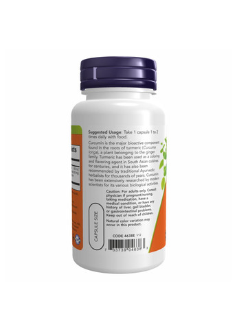 Екстракт куркуміну для суглобів та зв'язок 120 капсул 95% куркумоїдів Now Foods (369668838)