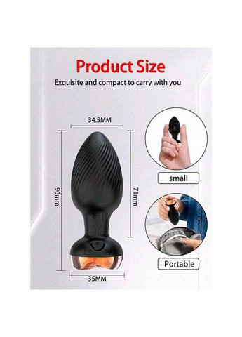 Силіконовий анальний корок із вібрацією Rose з Д/К чорного кольору із 10 режимів вібрації China (360603404)