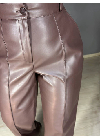 Брюки жіночі Gritana 201 з екошкіри прямі зі стрілкою коричневі No Brand (363130889)