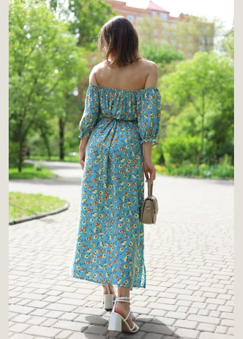 Блакитна літня сукня з відкритими плечима Anastasimo