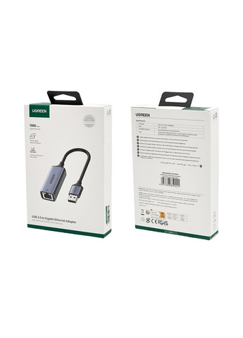 USB USB to RJ45 Ethernet Adapter Aluminum Case (Space Gray) Ugreen CМ209 (369148701)