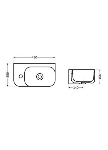Подвесная раковина Tern 450х250 керамическая белая Qtap (393445334)