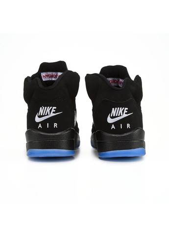 Черные демисезонные кроссовки мужские nike air jordan 5 black blue найк аир джордан No Brand
