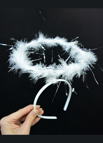 Німб янгола з білого пуху і сріблястого дощика+подарунок No Brand (338433323)