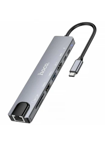 Перехідник HUB DUP09 (Type-C to HDMI+USB 3.0+USB 2.0+2xType-C+SD/TF) Hoco (386034155)