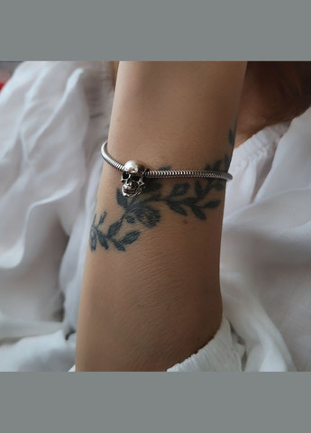 Срібний шарм підвіска без каменів Череп срібло 925 проби чорнене 74497 3.18г No Brand (306742077)