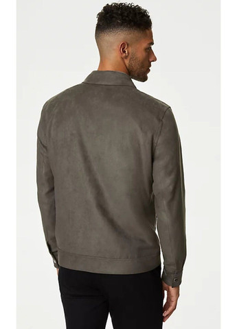 Коричневая демисезонная мужская куртка из искусственной замши harrington (56983) l коричневая M&S