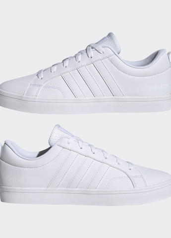 Белые всесезонные кроссовки vs pace 2.0 3-stripes branding synthetic nubuck adidas