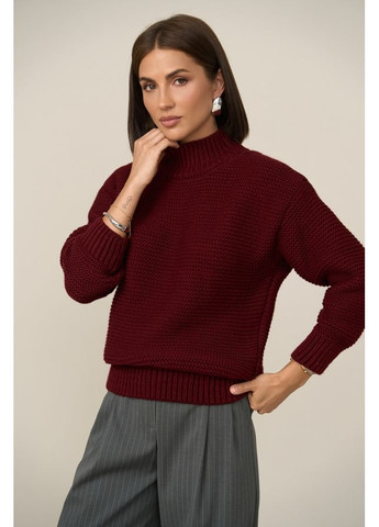 Бордовий демісезонний лаконічний светр із напіввовняної пряжі (2881) Triko Bakh
