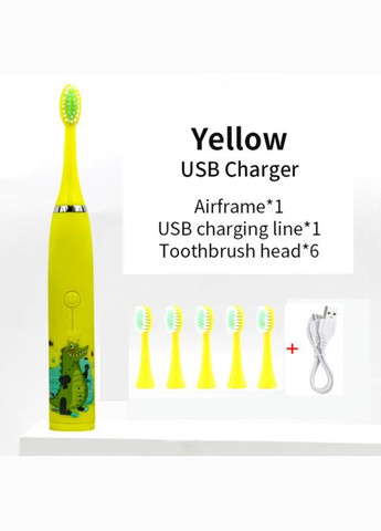 Детская звуковая зубная щетка на аккумуляторе XBL. Желтая No Brand (294207205)