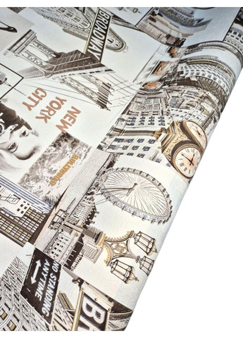 Шпалери вінілові 10.05 × 1.06 м Слов’янські шпалери 2351-05, міський стиль для вітальні, спальні, кабінету Слов'янські шпалери (340275322)