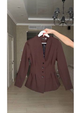 Коричневый женский женский пиджак No Brand однотонный - демисезонный