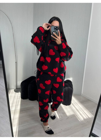 Черная пижама/костюм домашний двухсторонний флис полар турецкий люкс, тощие и брюки Україна