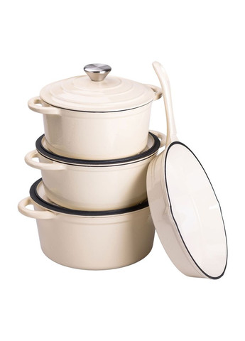 Набор чугунной посуды для приготовления 3 кастрюли и сковорода с эмалированным покрытием HP-1-6 No Brand (353503422)