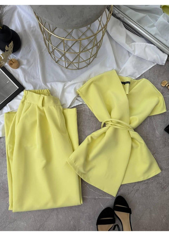 Костюм 2–ка з костюмки, з жилеткою та широкими штанами мод ЛКК-202, світло-жовтий, 50-52 No Brand (355469711)