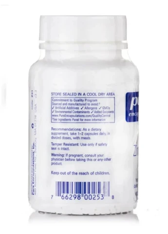 Цинк (Zinc) 30 мг 180 капсул Pure Encapsulations (361119312)