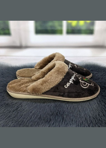 Коричневые тапочки женские домашние с закрытым носком велюровые Белста