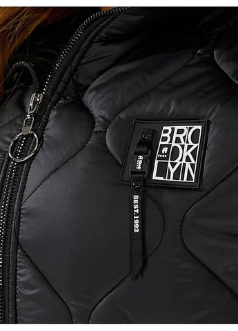 Чорна зимня чорна зимня жіноча подовжена куртка батал чорного кольору на зиму зі стьобаним капюшоном куртка куртка-пальто Boni Куртка