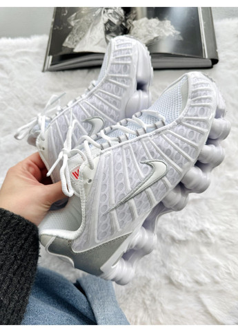 Белые демисезонные кроссовки мужские nike shox tl white / silver найк шокс тл No Brand