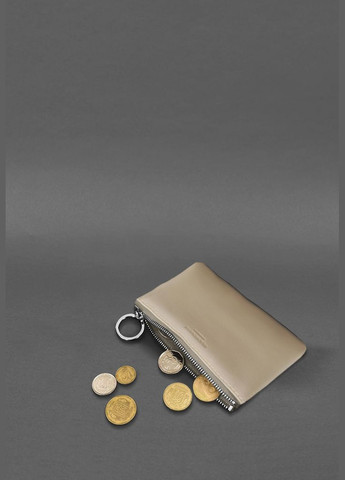 Кожаная монетница / мини-косметичка 3.0 светло-бежевая краст (A-027981) BlankNote (329742877)