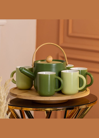 Чайний сервіз Fantasy керамічний на 6 персон на поворотній підставці Yiwu (328441262)