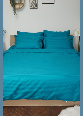 Комплект постельного белья полуторный евро 160х220 наволочки 2х50х70 Satin Stripe (MS-820000651) Moon&Star turkish blue (284416256)