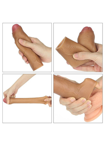 Насадка на член — Revolutionary Silicone Nature Extender Add 1" Brown Lovetoy (349499363)