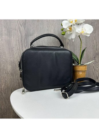 Женская мини сумочка с меховым брелком черная экокожаная Jacobs (363021917)