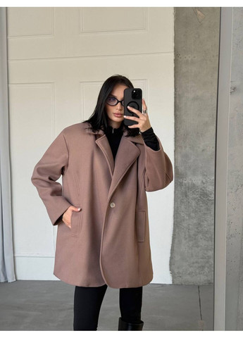 Пудровое демисезонное Утепленное пальто-пиджак оверсайз (замеры в описании) DK/DL Мода без кордонів