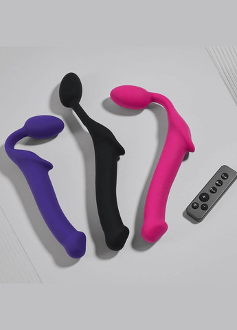 Безремневой страпон с вибрацией Vibrating Fuchsia L, диаметр 3,7 см, пульт ДУ, регулируемый Strap-On-Me (345122942)