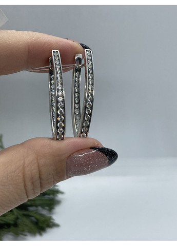 Серьги серебряные, посыпанные камнями цирконий No Brand (323214564)