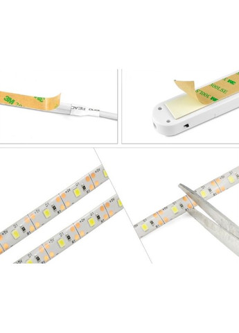 LED стрічка 3м від батарейок або powerbank з датчиком руху і сенсором освітленості теплий білий світіння No Brand 7528 (299386646)