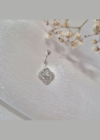 Срібний пірсинг в пупок Квітка в Білих Каменях срібло 925 проби Родоване 600840р 1.50г No Brand (315724799)