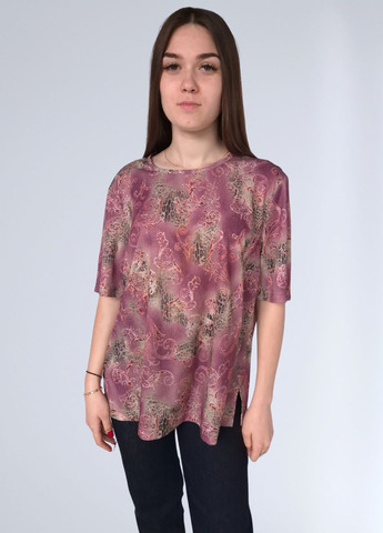 Бордова блуза-футболка жіноча в абстр-принт creation atelier No Brand