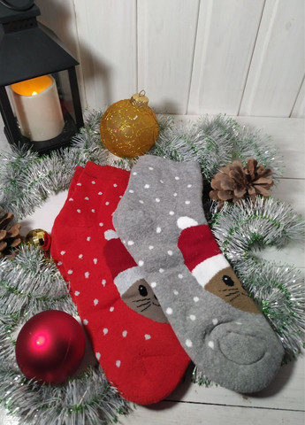 Світло-сірі набір жіночих шкарпеток новорічний друг №1 ароматизовані (427) Macarena новорічні (302947991)