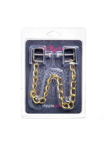 Затискачі на соски квадратні Nipple play з золотим ланцюжком Lucky Bay (306440399)