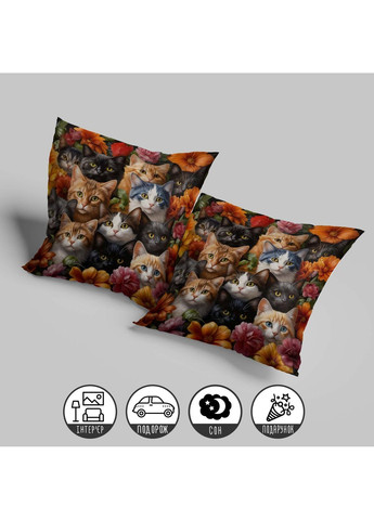 Подушка для дивана "Різнокольорові коти" – сучасний дизайн інтер'єру 45 х 45 см 1329145UA WONKEY (365297598)