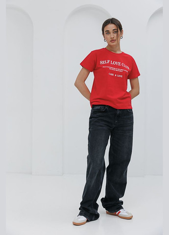 Червона літня жіноча футболка з принтом self love club Arjen